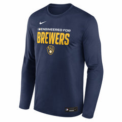Milwaukee Brewers Authentic Collection Legend Dri-FIT Long Sleeve T-Shirt - Navy | Nike