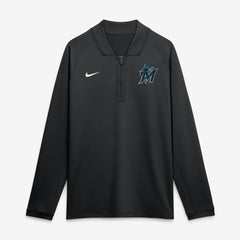 Miami Marlins Authentic Collection Dri-FIT Raglan Half-Zip Pullover - Black | Nike