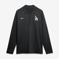 Los Angeles Dodgers Authentic Collection Dri-FIT Raglan Half-Zip Pullover - Black | Nike