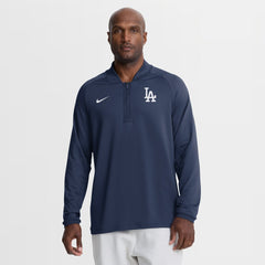 Los Angeles Dodgers Authentic Collection Dri-FIT Raglan Half-Zip Pullover - Navy | Nike