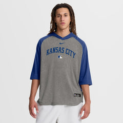 Kansas City Royals Authentic Collection Flux Dri-FIT Raglan 3/4-Sleeve Hooded T-Shirt - Gray | Nike