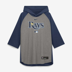 Tampa Bay Rays Authentic Collection Flux Dri-FIT Raglan 3/4-Sleeve Hooded T-Shirt - Gray | Nike