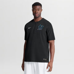 Miami Marlins Authentic Collection Dri-FIT Quarter-Zip Windshirt - Black | Nike