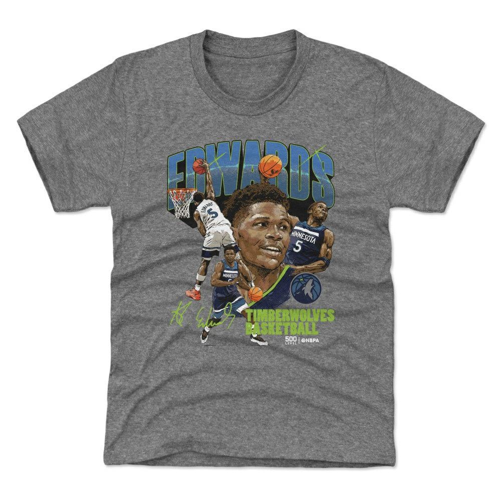 Anthony Edwards Minnesota Timberwolves 500 Level Youth Collage T-Shirt - Gray sale