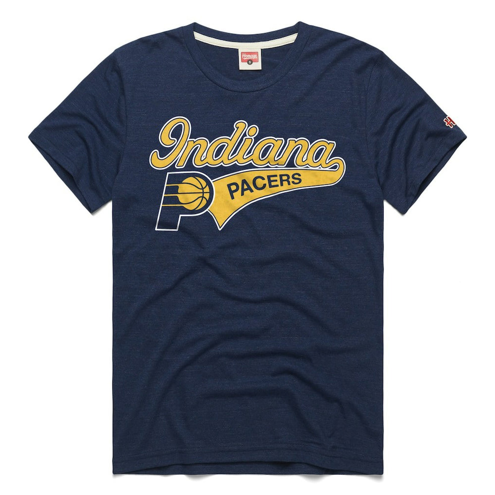 Indiana Pacers Homage Unisex Script Tri-Blend T-Shirt - Navy for sale