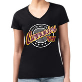 NFL Washington Commanders G-III 4Her by Carl Banks Women's Super-Slim Fit Lightweight Pinstripe Circle V-Neck T-Shirt