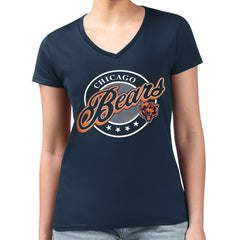 NFL Chicago Bears G-III 4Her by Carl Banks Women's Super-Slim Fit Lightweight Pinstripe Circle V-Neck T-Shirt