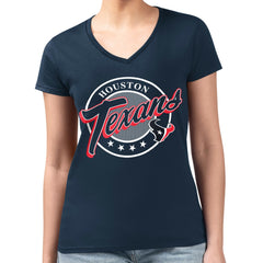 NFL Houston Texans G-III 4Her by Carl Banks Women's Super-Slim Fit Lightweight Pinstripe Circle V-Neck T-Shirt