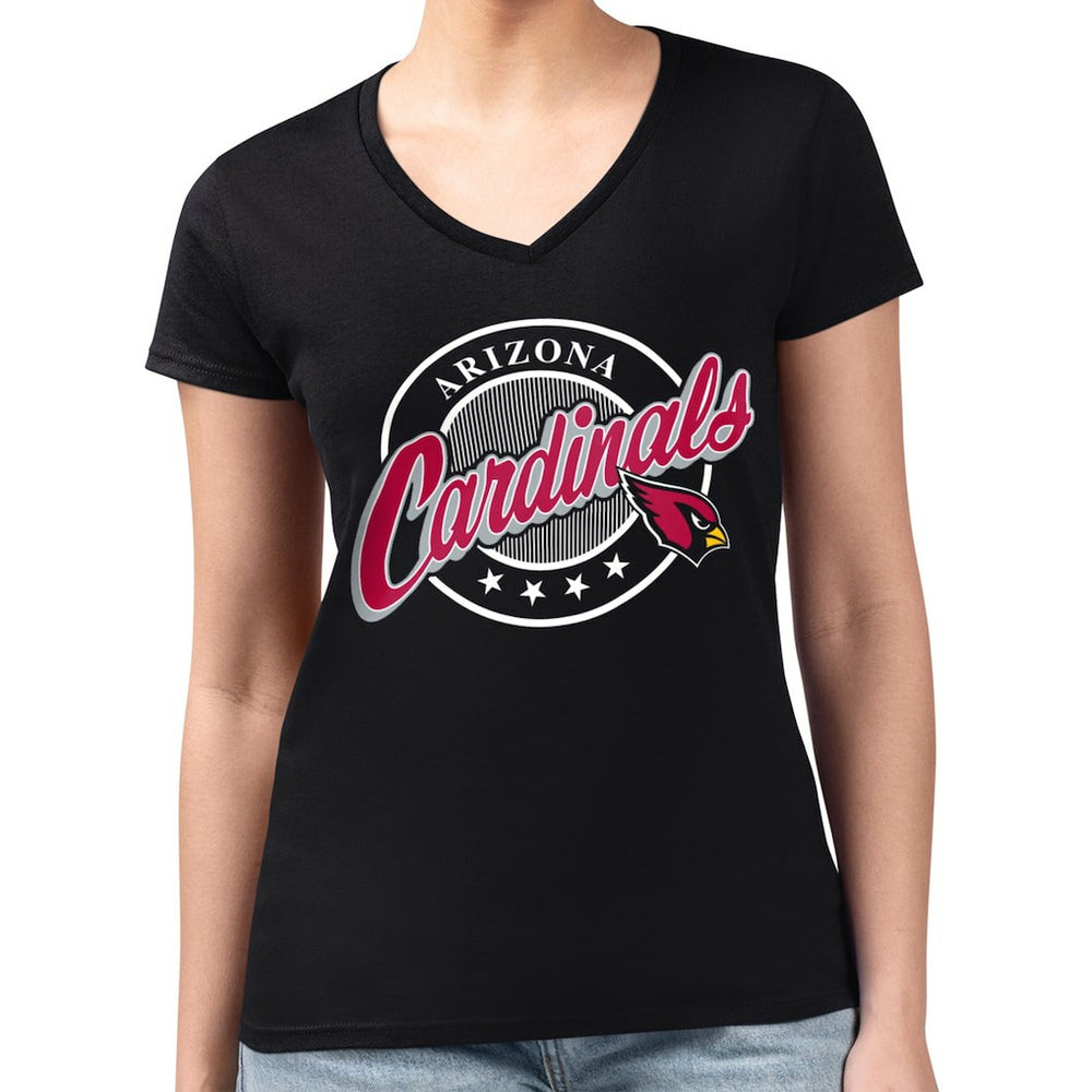 NFL Arizona Cardinals G-III 4Her by Carl Banks Women's Super-Slim Fit Lightweight Pinstripe Circle V-Neck T-Shirt