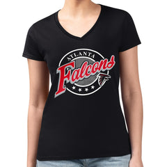 NFL Atlanta Falcons G-III 4Her by Carl Banks Women's Super-Slim Fit Lightweight Pinstripe Circle V-Neck T-Shirt