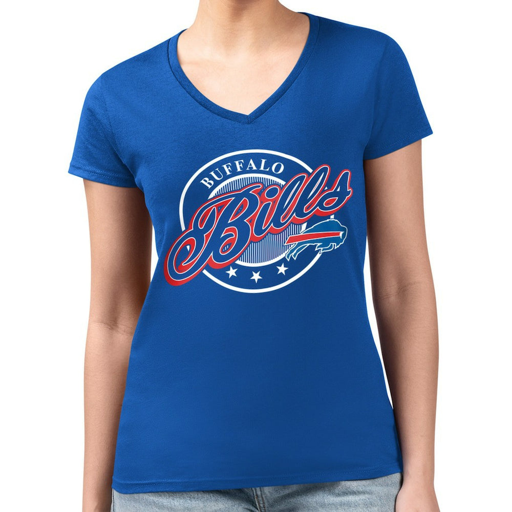 NFL Buffalo Bills G-III 4Her by Carl Banks Women's Super-Slim Fit Lightweight Pinstripe Circle V-Neck T-Shirt