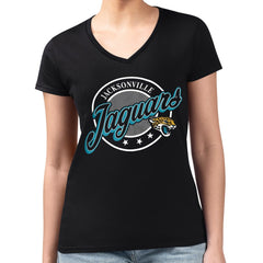 NFL Jacksonville Jaguars G-III 4Her by Carl Banks Women's Super-Slim Fit Lightweight Pinstripe Circle V-Neck T-Shirt