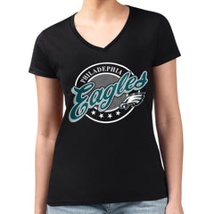 NFL Philadelphia Eagles G-III 4Her by Carl Banks Women's Super-Slim Fit Lightweight Pinstripe Circle V-Neck T-Shirt