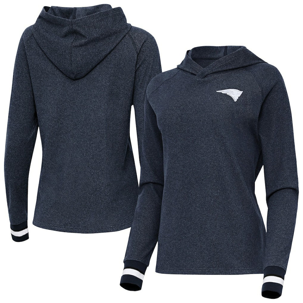 NFL New England Patriots Antigua Women's Trek Raglan Pullover Hoodie