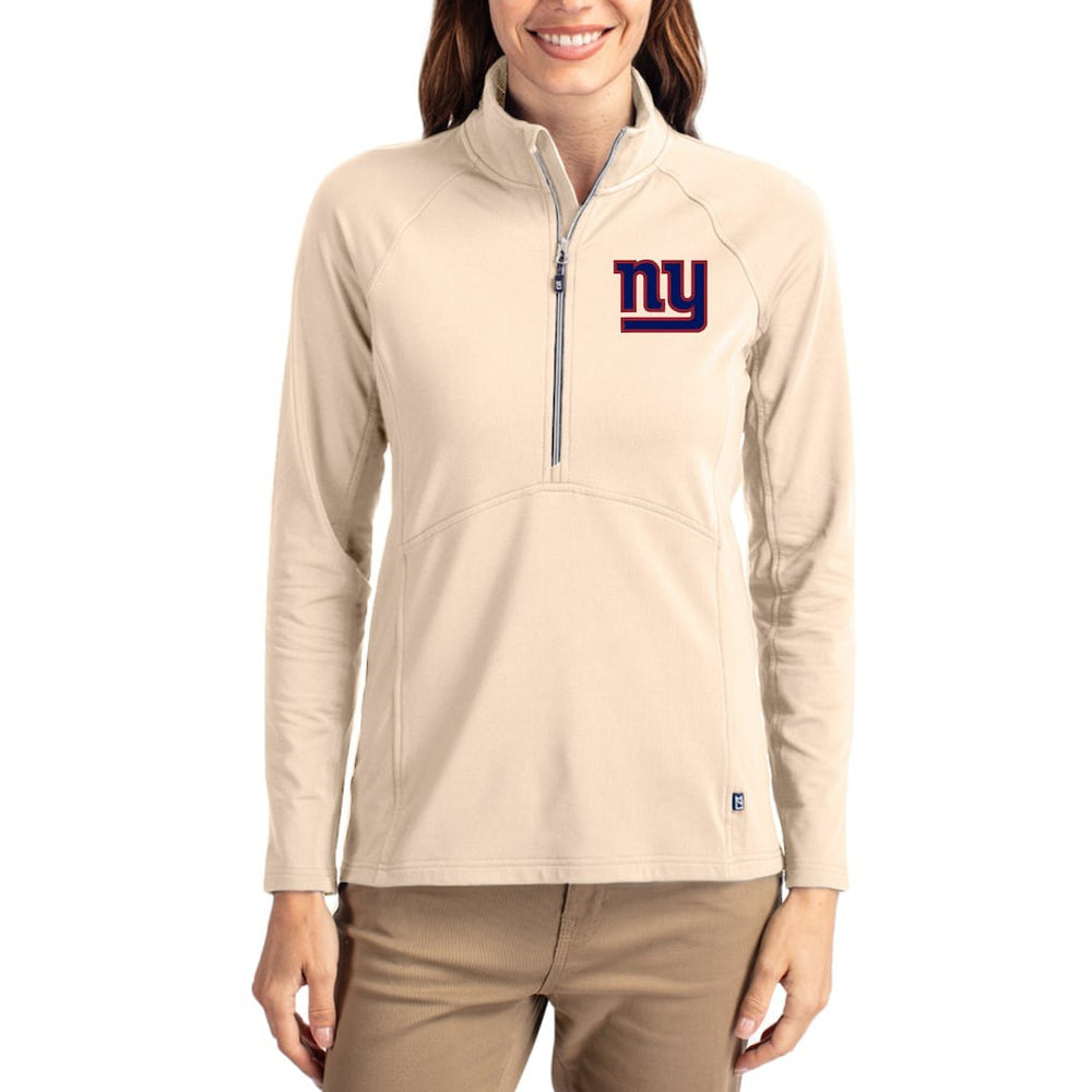 NFL New York Giants Cutter & Buck Women's Adapt Eco Knit Stretch Recycled Raglan Half-Zip Pullover