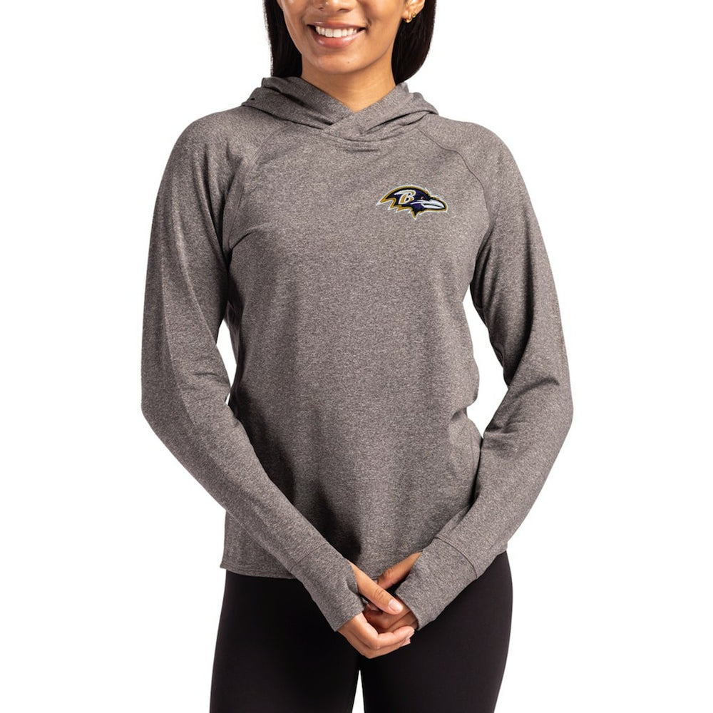 NFL Baltimore Ravens Cutter & Buck Women's Primary Logo Adapt Knit Recycled Raglan Pullover Hoodie
