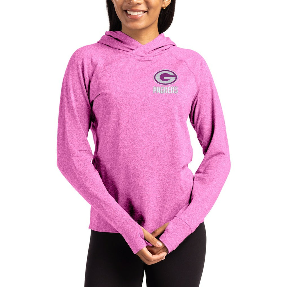 NFL Green Bay Packers Cutter & Buck Women's Tonal Logo Adapt Knit Recycled Raglan Pullover Hoodie
