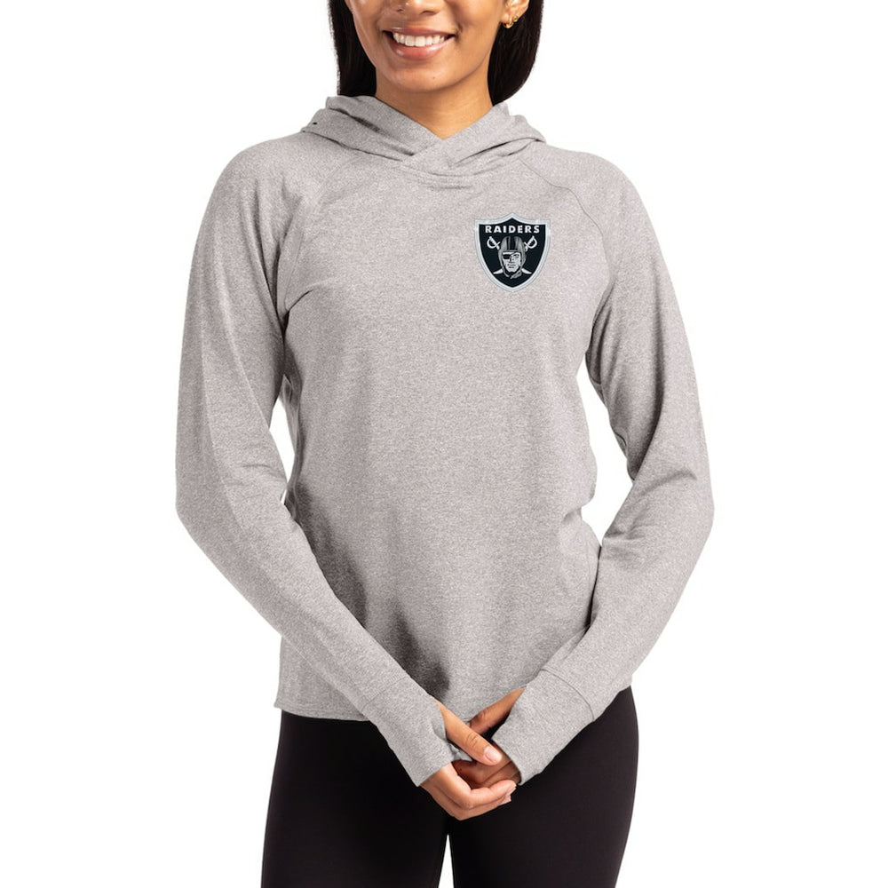 NFL Las Vegas Raiders Cutter & Buck Women's Primary Logo Adapt Knit Recycled Raglan Pullover Hoodie
