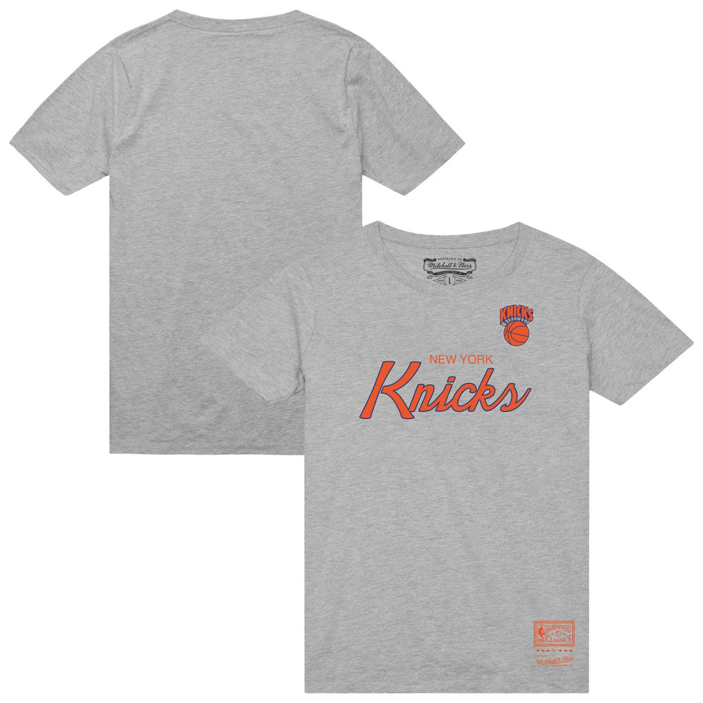 New York Knicks Big & Tall Hardwood Classics Vintage Wordmark T-Shirt - Heather Gray | Mitchell & Ness on sale