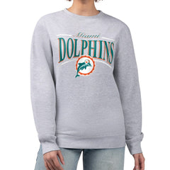 NFL Miami Dolphins Starter Women's Throwback Arch Stripe Fleece Pullover Sweatshirt