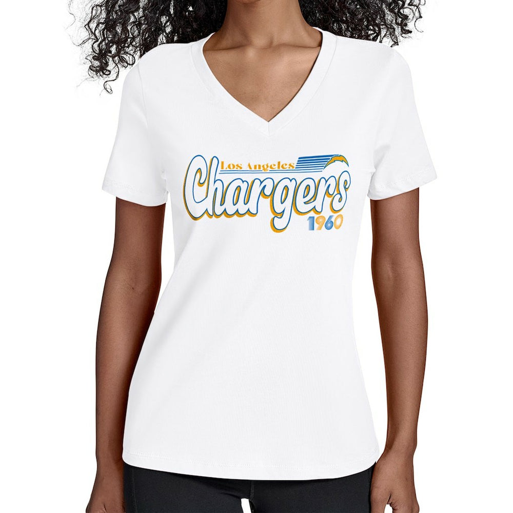 NFL Los Angeles Chargers Starter Women's Groovy Script V-Neck T-Shirt