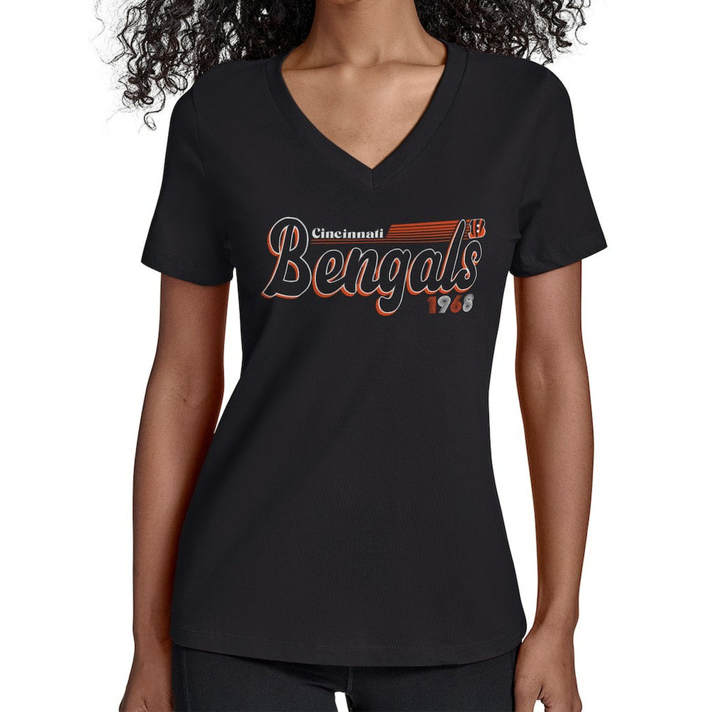 NFL Cincinnati Bengals Starter Women's Groovy Script V-Neck T-Shirt
