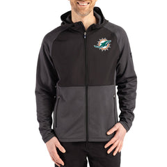 NFL Miami Dolphins Cutter & Buck Peshastin Eco Fleece Recycled Raglan Full-Zip Tri-Blend Hybrid Jacket
