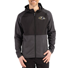 NFL Baltimore Ravens Cutter & Buck Peshastin Eco Fleece Recycled Raglan Full-Zip Tri-Blend Hybrid Jacket