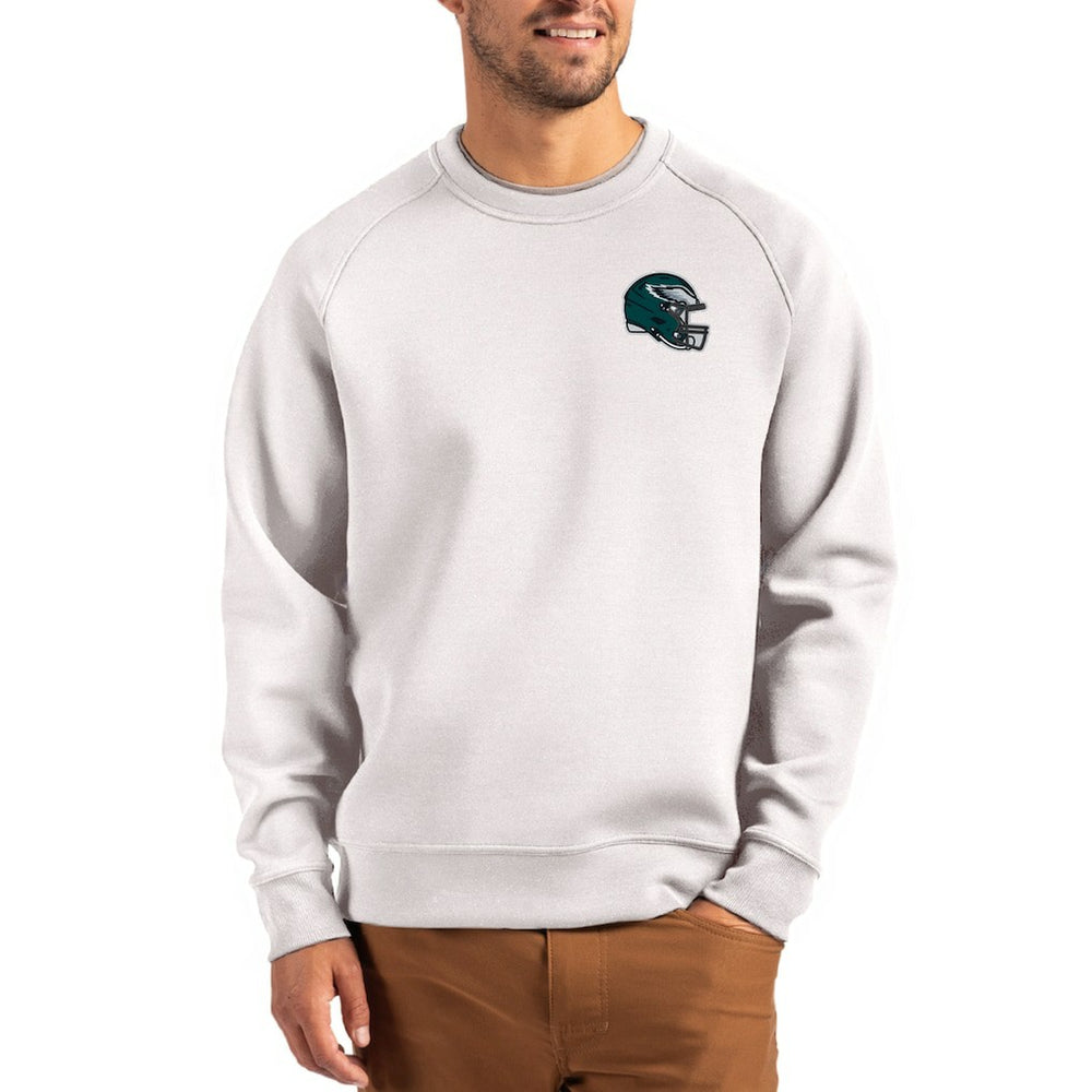 NFL Philadelphia Eagles Cutter & Buck Helmet Roam Recycled Raglan Pullover Sweatshirt