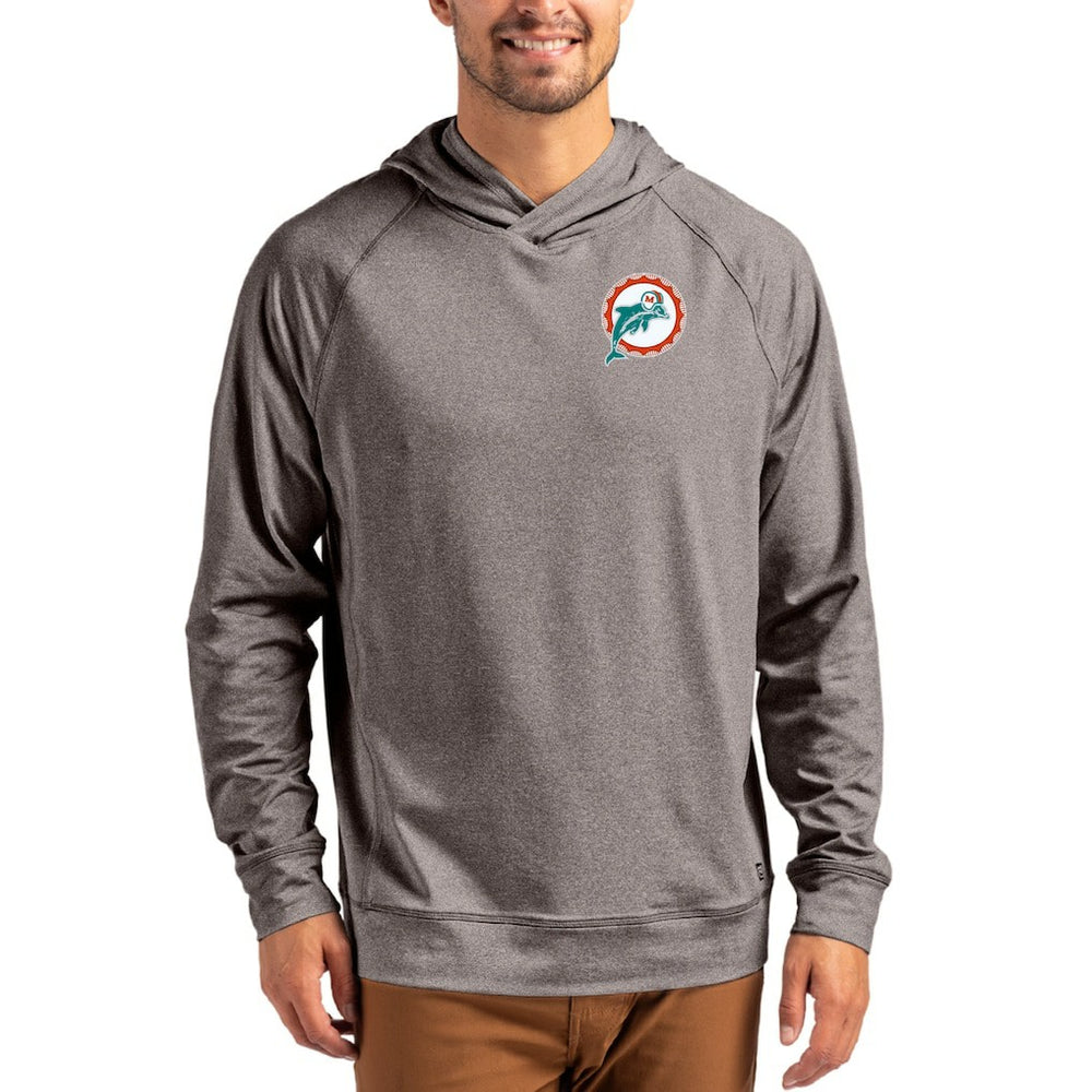 NFL Miami Dolphins Cutter & Buck Adapt Historic Knit Recycled Raglan Pullover Hoodie