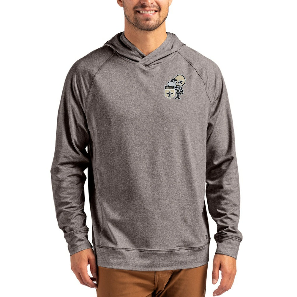 NFL New Orleans Saints Cutter & Buck Adapt Historic Knit Recycled Raglan Pullover Hoodie