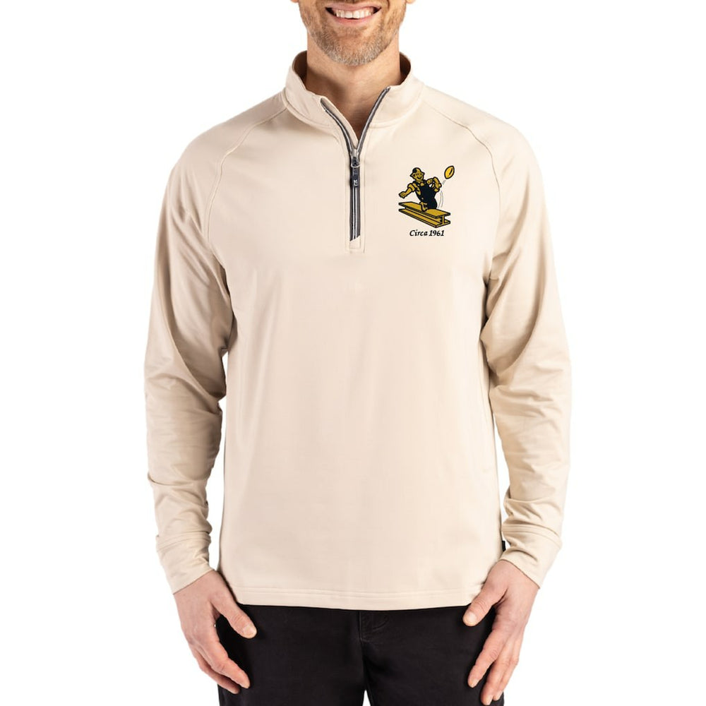 NFL Pittsburgh Steelers Cutter & Buck Throwback Logo Adapt Eco Knit Stretch Recycled Quarter-Zip Pullover