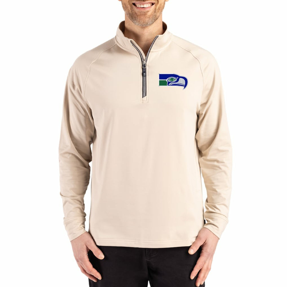 NFL Seattle Seahawks Cutter & Buck Adapt Eco Knit Stretch Recycled Quarter-Zip Pullover