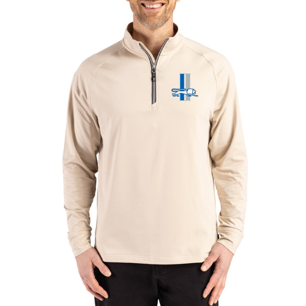 NFL Detroit Lions Cutter & Buck Throwback Logo Adapt Eco Knit Stretch Recycled Quarter-Zip Pullover