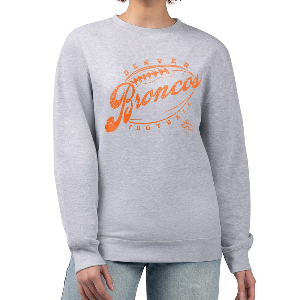 NFL Denver Broncos G-III 4Her by Carl Banks Women's Distressed Graphics Fleece Pullover Sweatshirt