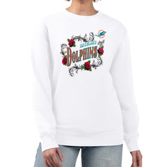NFL Miami Dolphins G-III 4Her by Carl Banks Women's Roses Fleece Tri-Blend Pullover Sweatshirt
