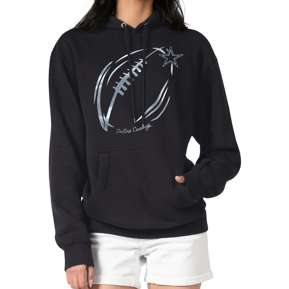 NFL Dallas Cowboys G-III 4Her by Carl Banks Women's Metallic Print Football Sketch Fleece Pullover Hoodie