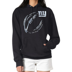 NFL New York Giants G-III 4Her by Carl Banks Women's Metallic Print Football Sketch Fleece Pullover Hoodie