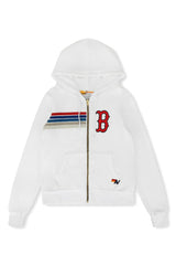Boston Red Sox Aviator Nation x MLB Unisex Five-Stripe Tri-Blend Full-Zip Hoodie - White