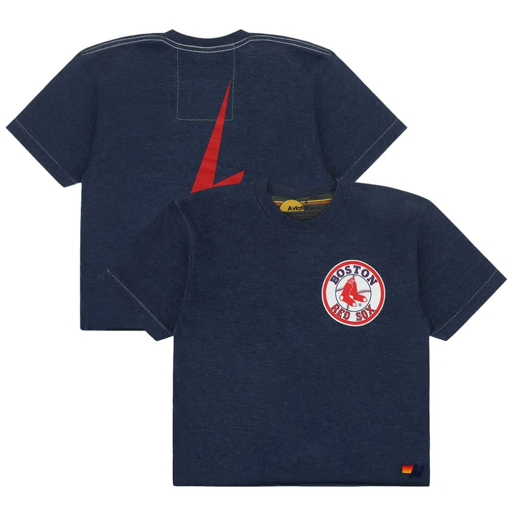 Boston Red Sox Aviator Nation x MLB Women's Cropped Boyfriend Tri-Blend T-Shirt - Navy