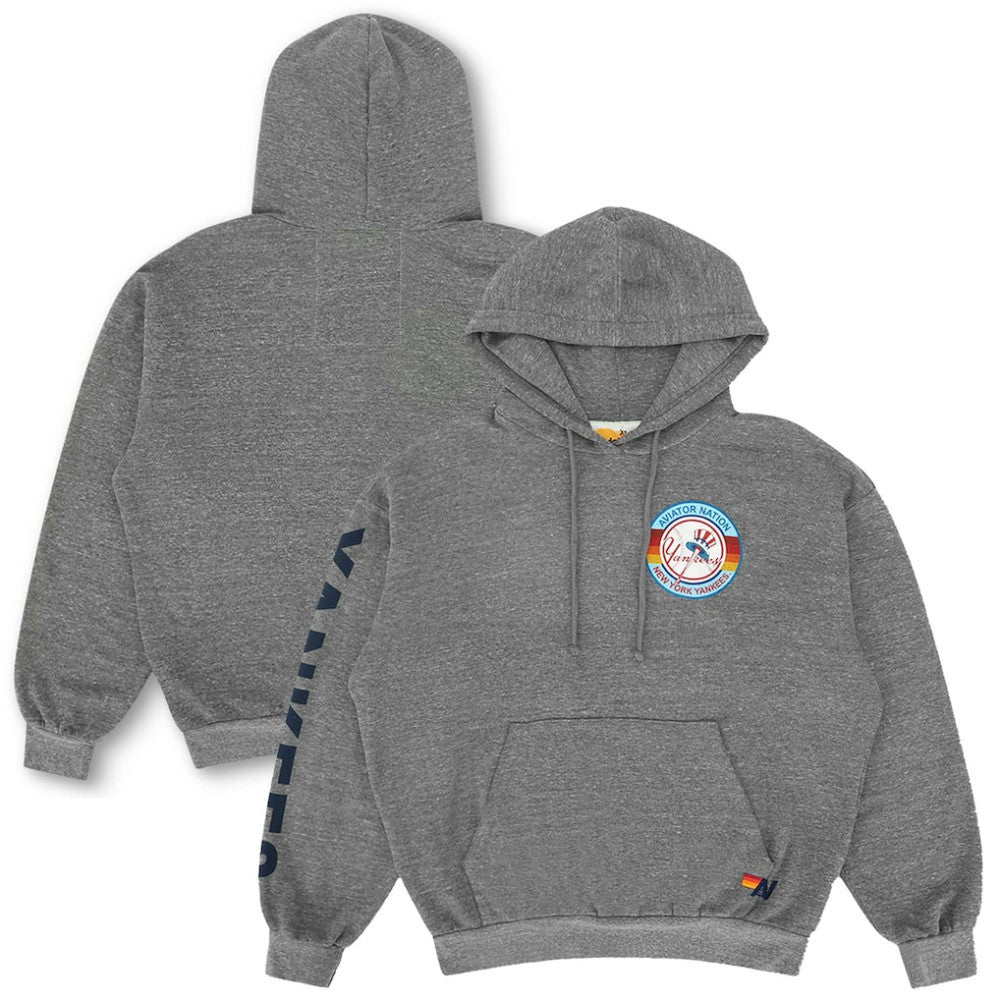 New York Yankees Aviator Nation x MLB Unisex Relaxed Tri-Blend Hoodie - Heather Gray