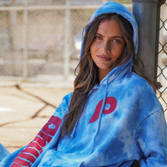 Philadelphia Phillies Aviator Nation x MLB Unisex Tie-Dye Tri-Blend Pullover Hoodie - Light Blue