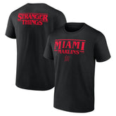 Miami Marlins Stranger Things Logo Lockup T-Shirt - Black