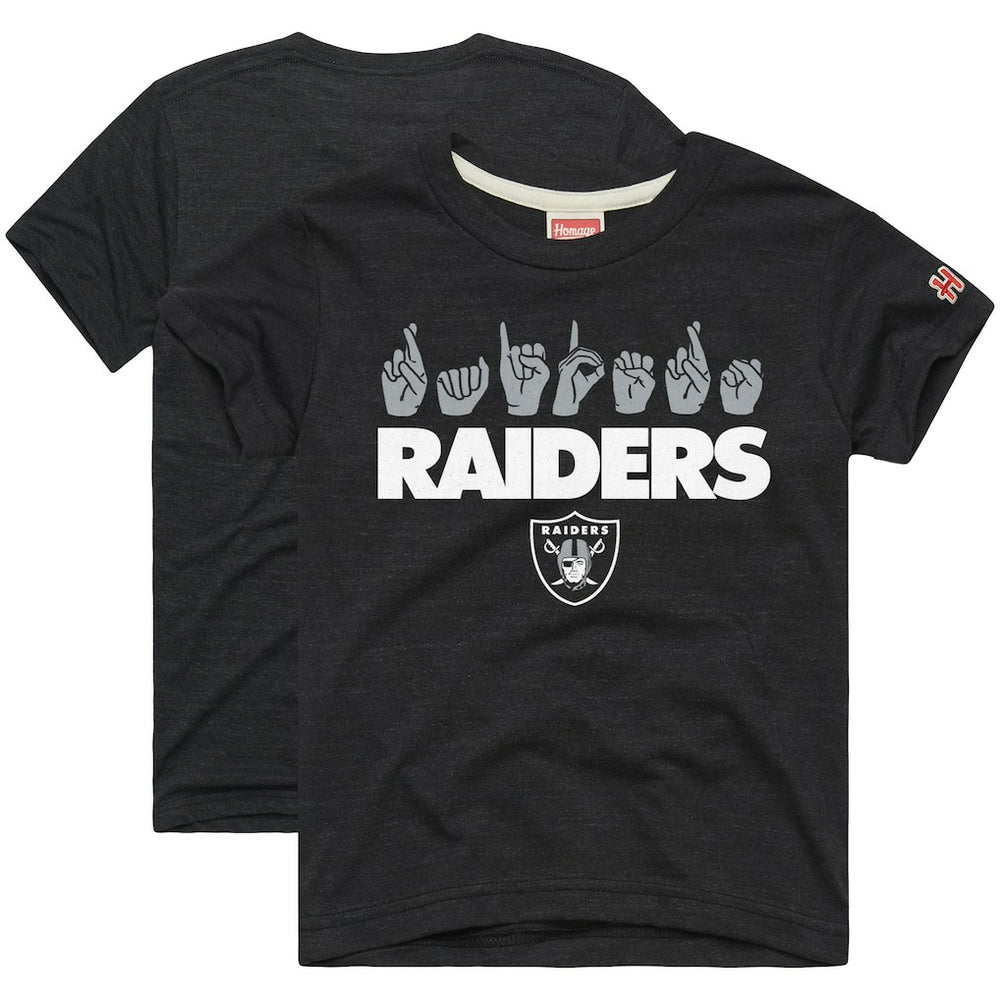NFL Las Vegas Raiders Homage Youth Love Sign x ASL 2.0 Tri-Blend T-Shirt