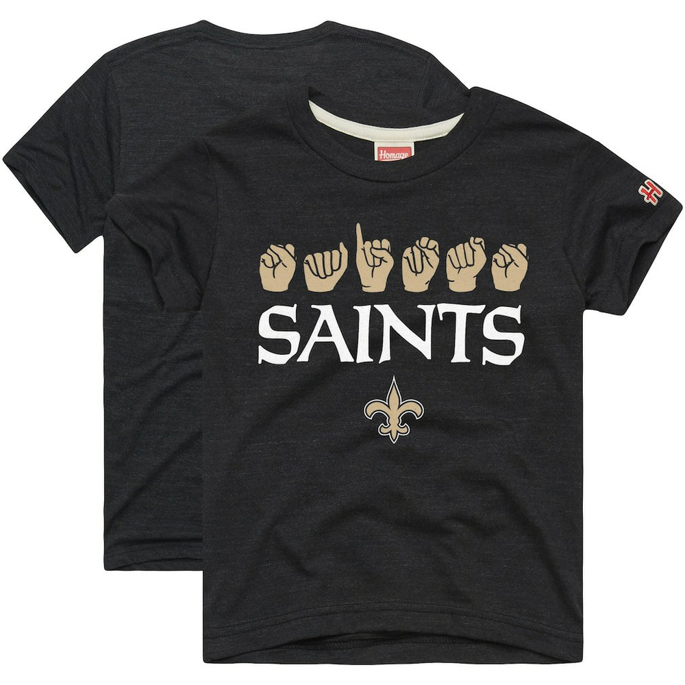 NFL New Orleans Saints Homage Youth Love Sign x ASL 2.0 Tri-Blend T-Shirt