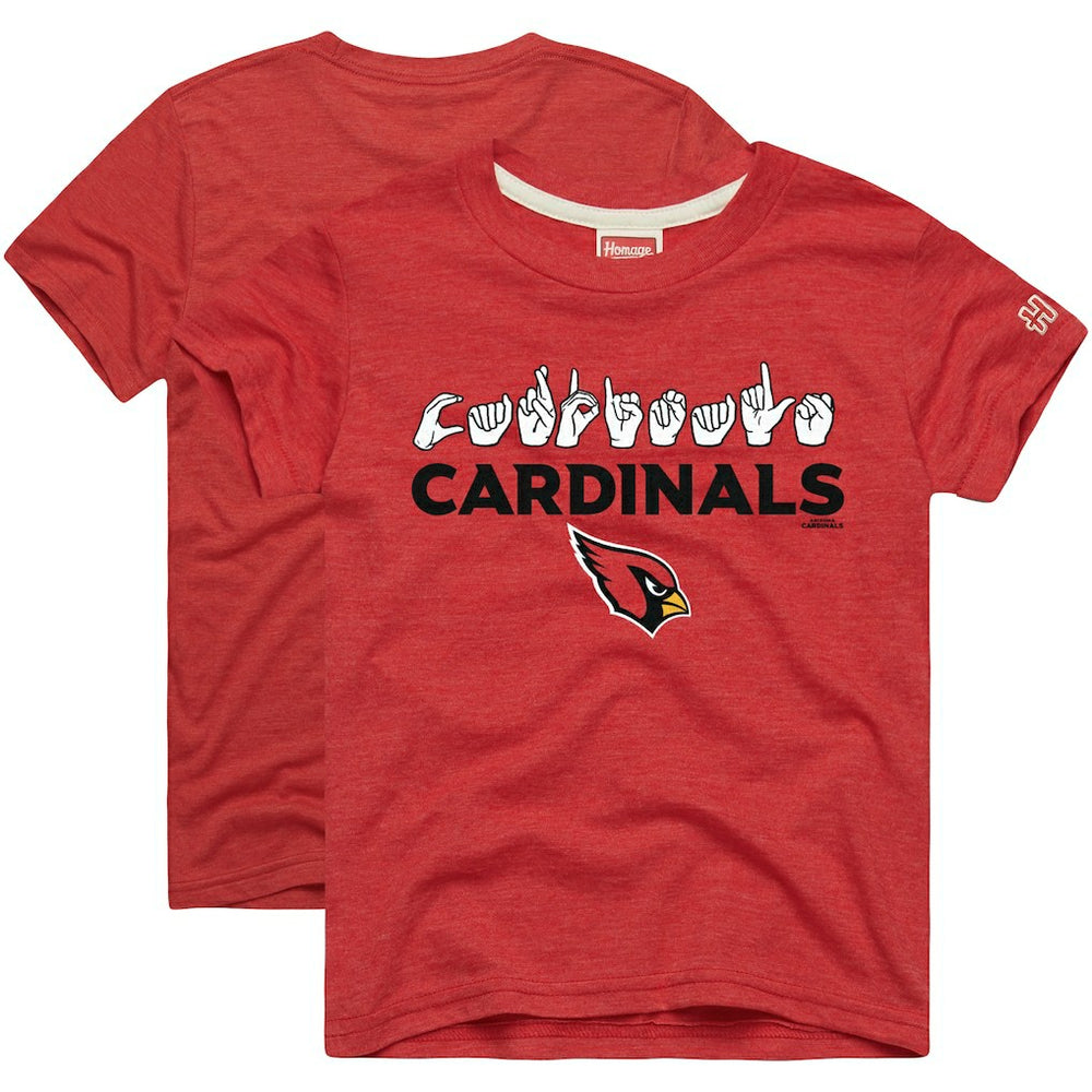 NFL Arizona Cardinals Homage Youth Love Sign x ASL 2.0 Tri-Blend T-Shirt