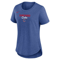 Chicago Cubs Women's Arched Tri-Blend T-Shirt - Heather Royal | Nike