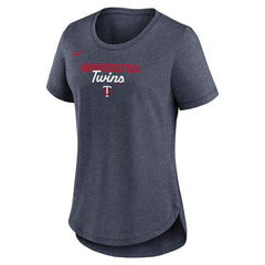 Minnesota Twins Women's Arched Tri-Blend T-Shirt - Heather Navy | Nike