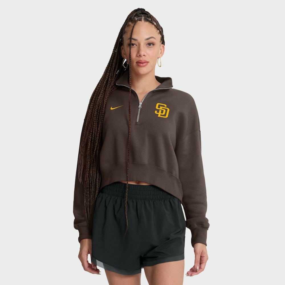 San Diego Padres Women's Primetime Phoenix Fleece Half-Zip Sweatshirt - Brown | Nike