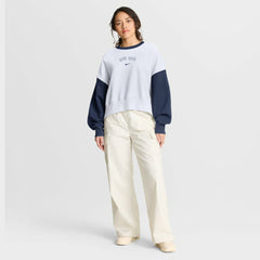 Boston Red Sox Women's Oversized High Hip Fleece Sweatshirt - White/Navy | Nike